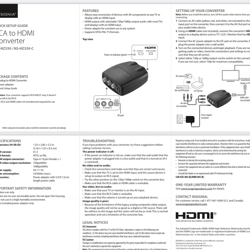 Insignia Analog-to-HDMI Converter-Connect Older Devices to a New TV!